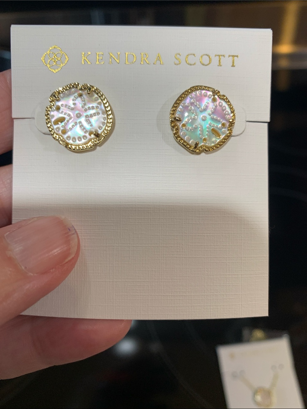 Kendra Scott Iridescent Mother-of-Pearl Gold Stud Earrings